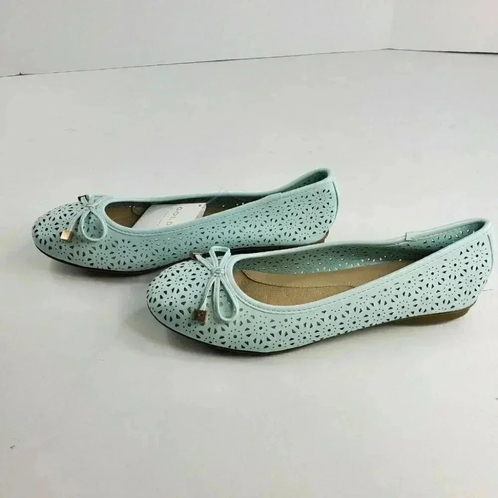 Goldtoe Comfort Plus Memory Foam Slip On Women's Bow Tie Flats Pumps New 7.5/9